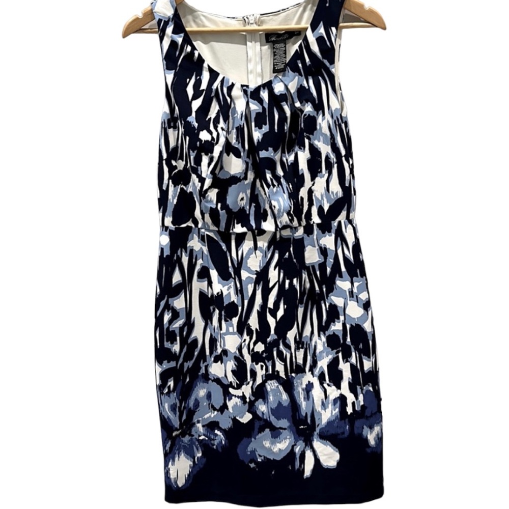Roulette Sleeveless Abstract Floral Dress Blue & White size 10